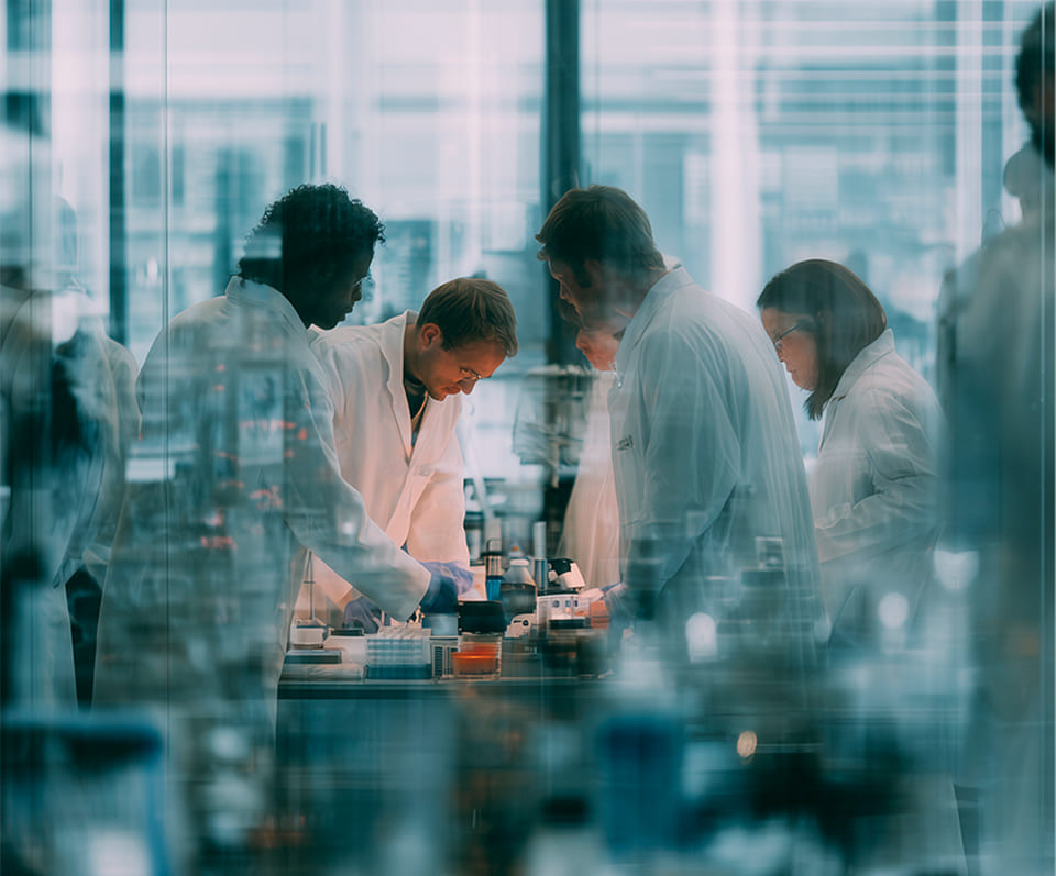 Cientistas em laboratório
